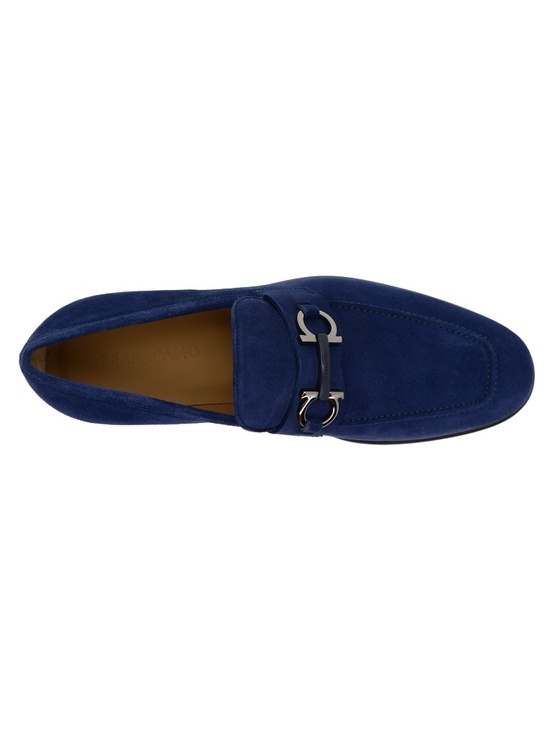 Salvatore Ferragamo Foster Gancini Loafers Indigo Suede Leather Size 11 New main image 6